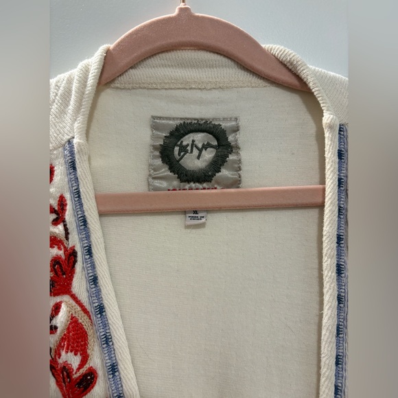 Johnny Was Cream Cardigan with Red and Blue Floral Embroidery-Limited Edition - Picture 11 of 11